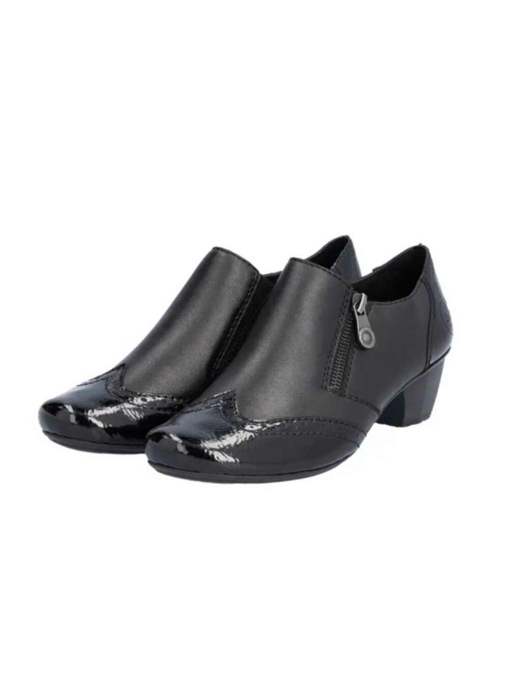 Rieker Anti Stress 41757 Black Leather Wingtip Brogue Comfort Booties Shoes Sz 8